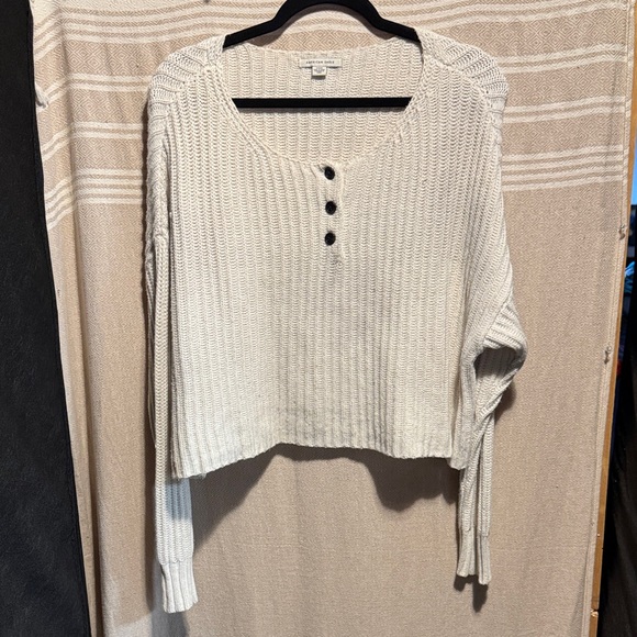 American Eagle Outfitters Tops - American Eagle Outfitters Cream Knit Henley Sweater